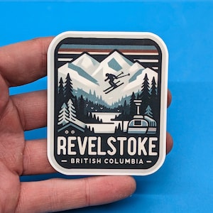 Adesivo de viagem Revelstoke // Adesivo British Columbia para mala, laptop, carro ou garrafa de água, etiqueta de bagagem, presente de viagem