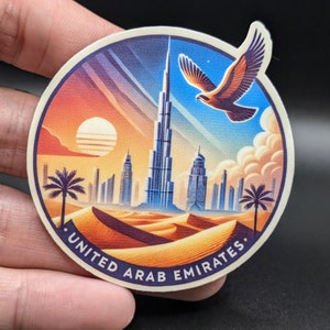 Pegatina de viaje de los Emiratos Árabes Unidos para maletas, portátiles, coches o botellas de agua: regalo de viaje perfecto