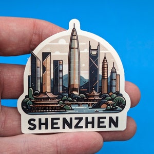 Pegatina de viaje de Shenzhen // Calcomanía de China para maleta, computadora portátil, automóvil o botella de agua, etiqueta de equipaje, regalo de viaje