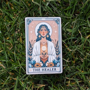 Tarotkaart sticker "The Healer" vinyl holistische sticker - laptop sticker, holistische sticker, verpleegkundigen, waterfles sticker