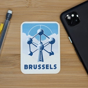 Adesivo de viagem de Bruxelas nº 001 // Adesivo para mala, diário de viagem, bagagem, adesivo recortado à prova de intempéries