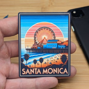 Pegatina de viaje de Santa Mónica // Calcomanía de California para maleta, computadora portátil, automóvil o botella de agua, etiqueta de equipaje, regalo de viaje