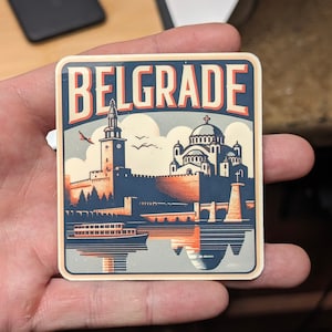 Pegatina de viaje de Belgrado, Serbia, calcomanía para maleta, portátil, coche, botella de agua, regalo de viaje único