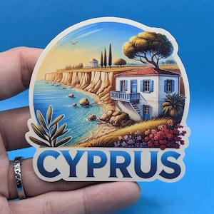 Adesivo de viagem para Chipre // Adesivo para Oriente Médio para mala, laptop, carro ou garrafa de água, etiqueta de bagagem, presente de viagem
