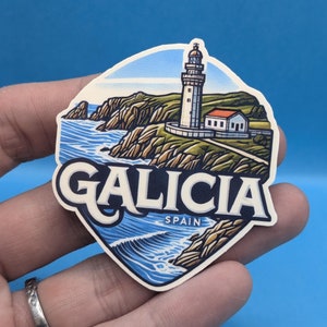 Pegatina de viaje de Galicia // Calcomanía de España para maleta, portátil, coche o botella de agua, etiqueta de equipaje, regalo de viaje