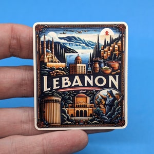 Pegatina de viaje al Líbano // Calcomanía de Oriente Medio para maletas, portátiles, coches o botellas de agua, etiquetas de equipaje, regalo de viaje