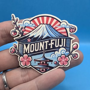 Pegatina de viaje del monte Fuji // Calcomanía de Japón para maleta, computadora portátil, automóvil o botella de agua, etiqueta de equipaje, regalo de viaje