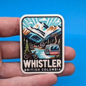 Calcomanía de viaje de Whistler // Calcomanía de Columbia Británica para maleta, computadora portátil, automóvil o botella de agua, etiqueta de equipaje, regalo de viaje