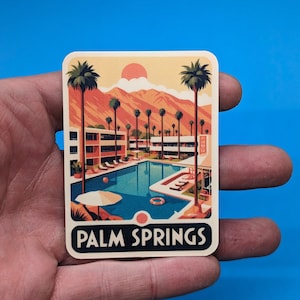 Palm Springs Reiseaufkleber // California Aufkleber für Koffer, Laptop, Auto oder Wasserflasche, Gepäckanhänger, Reisegeschenk