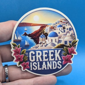 Pegatina de viaje a las islas griegas // Calcomanía de Grecia para maleta, computadora portátil, automóvil o botella de agua, etiqueta de equipaje, regalo de viaje
