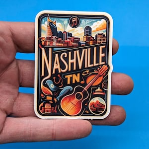 Adesivo de viagem Nashville // Decalque Tennessee para mala, laptop, carro ou garrafa de água, etiqueta de bagagem, presente de viagem
