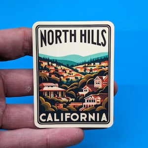 Calcomanía de viaje de North Hills // Calcomanía de California para maleta, computadora portátil, automóvil o botella de agua, etiqueta de equipaje, regalo de viaje