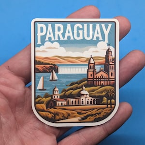 Pegatina de Paraguay // Calcomanía para maleta, portátil, coche o botella de agua, etiqueta de equipaje, regalo de viaje