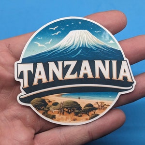 Adesivo de viagem da Tanzânia // Adesivo da África Oriental para mala, laptop, carro ou garrafa de água, etiqueta de bagagem, presente de viagem