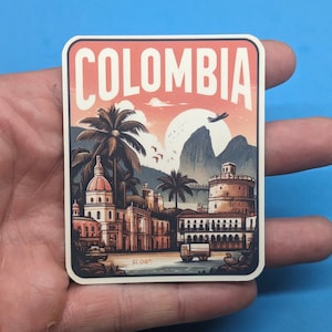 Adesivo Colômbia #002 // Decalque para mala, laptop, carro ou garrafa de água, etiqueta de bagagem, presente de viagem