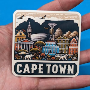 Pegatina de viaje a Ciudad del Cabo // Pegatina para maleta de Sudáfrica, diario de viaje, equipaje, pegatina troquelada resistente a la intemperie