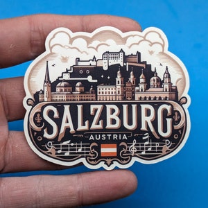 Adesivo de viagem Salzburg // Adesivo Áustria para mala, laptop, carro ou garrafa de água, etiqueta de bagagem, presente de viagem