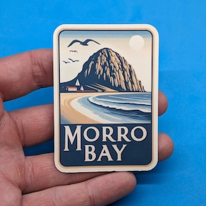 Adhesivo de viaje de Morro Bay // Adhesivo de California para maleta, portátil, coche o botella de agua, etiqueta de equipaje, regalo de viaje