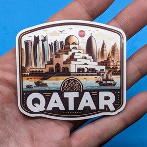 Pegatina de viaje a Qatar // Calcomanía para maleta, computadora portátil, automóvil o botella de agua, etiqueta de equipaje, regalo de viaje
