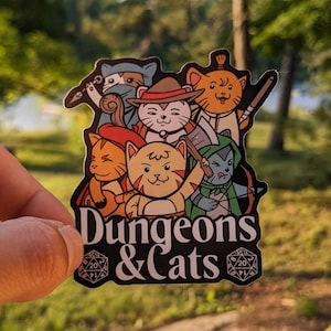 Funny Dungeons  Dragons Cat Sticker  Humorous DND Décor for Gamers