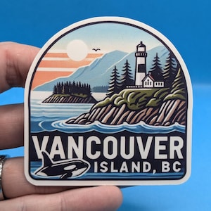 Vancouver Island BC Adesivo de viagem | Decalque recortado à prova de intempéries para mala, bagagem, diário de viagem | Adesivo de aventura para viajantes