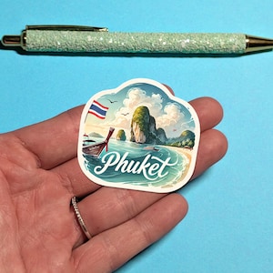 Adesivo de viagem Phuket - Adesivo de mala aquarela para bagagem, laptops - Presente de viagem