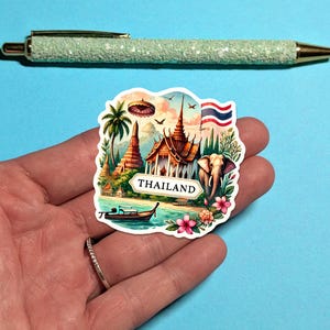 Thailand Travel Sticker // Decal for suitcase, laptop, car or water bottle, luggage tag, travel gift