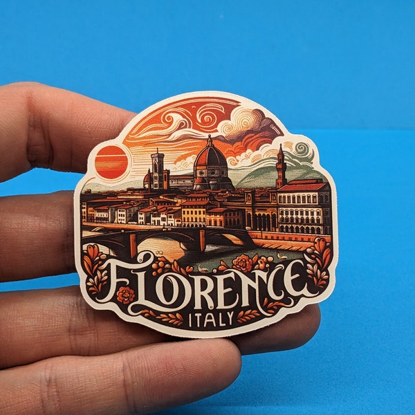 Florenz Italien Reiseaufkleber // Abziehbild für Koffer, Laptop, Auto oder Wasserflasche, Gepäckanhänger, Reisegeschenk