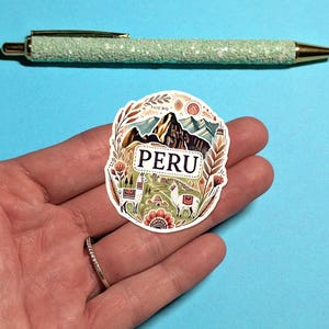 Pegatina de viaje a Perú n.° 1: pegatina de acuarela para maletas, portátiles, regalo de viaje
