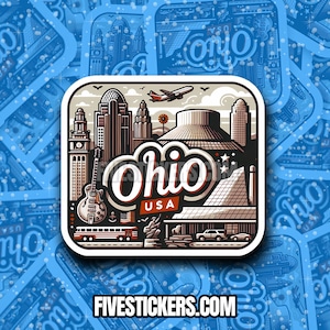 Adhesivo de viaje de Ohio // Adhesivo de estado de EE. UU. para maleta, portátil, coche o botella de agua, etiqueta de equipaje, regalo de viaje