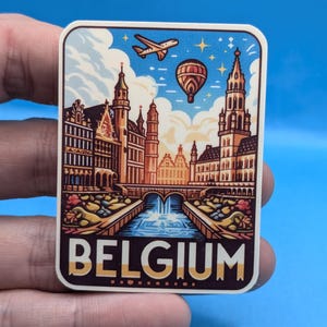 Adesivo de viagem da Bélgica // Adesivo da Europa para mala, laptop, carro ou garrafa de água, etiqueta de bagagem, presente de viagem