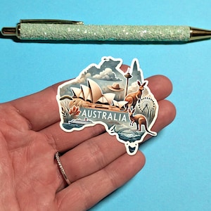 Adesivo de viagem para Austrália - Adesivo de mala em aquarela para bagagem, laptops - Presente de viagem