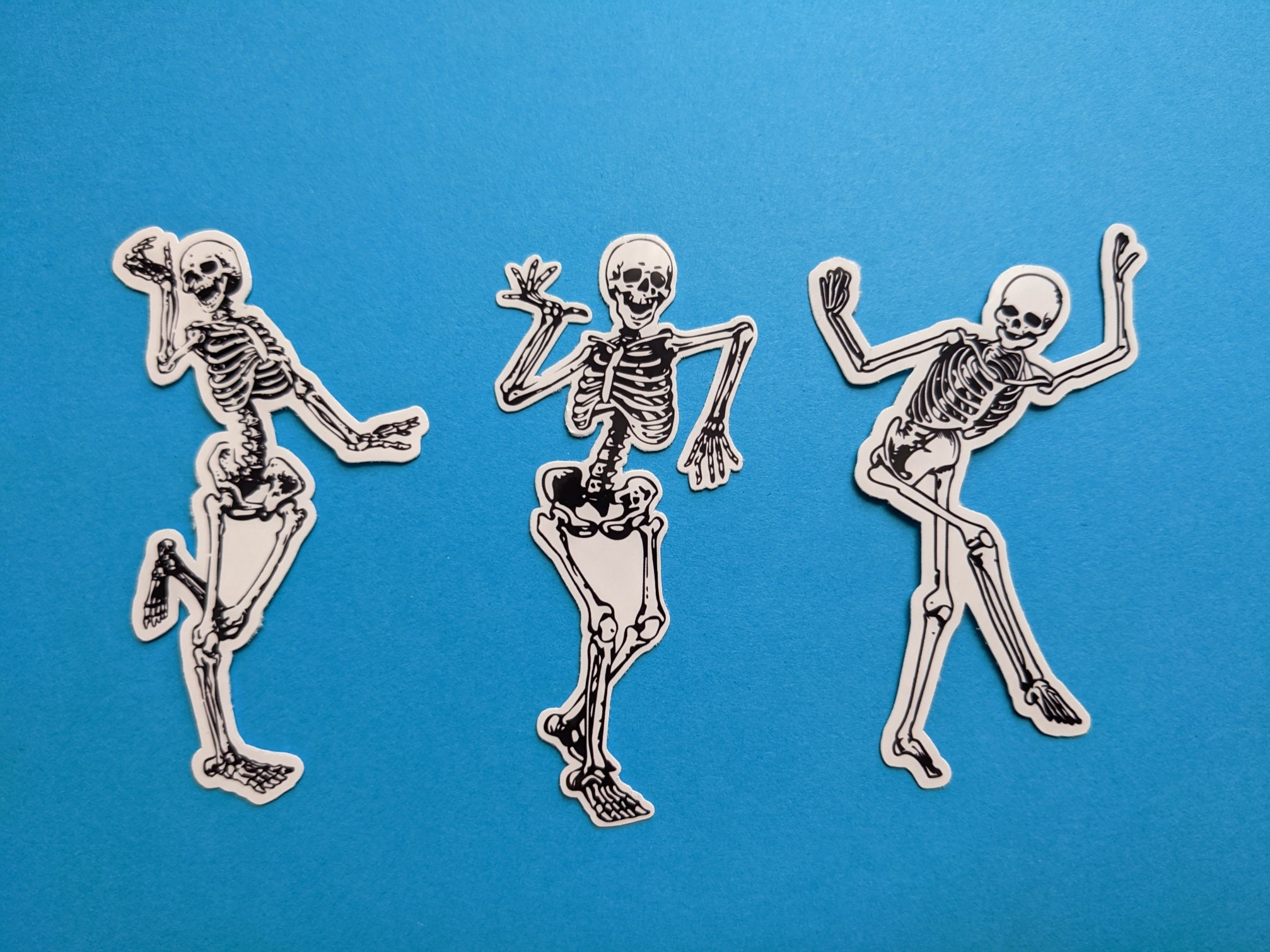3 Skeleton Dancing Stickers Skeleton Sticker Dance Macabre Etsy Canada