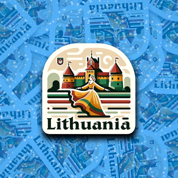 Lithuania Travel Sticker // Decal for suitcase, laptop, car or water bottle, luggage tag, travel gift
