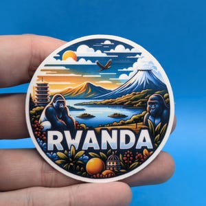Pegatina de viaje de Ruanda, calcomanía de África Oriental para maleta, computadora portátil, automóvil o botella de agua, regalo de viaje único