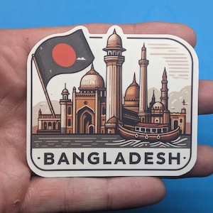 Pegatina de viaje de Bangladesh // Calcomanía del sur de Asia para maletas, portátiles, coches o botellas de agua, etiquetas de equipaje, regalo de viaje