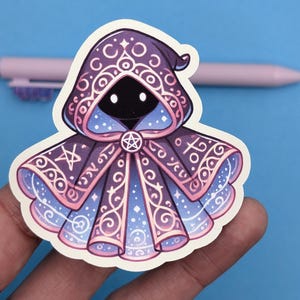 Pegatina de figura encapuchada encantadora: pegatina de vinilo de juego de rol de mazmorras y dragones para fanáticos de DnD, Dungeon Masters, computadoras portátiles, diarios y más.