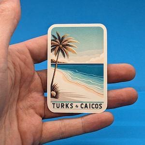 Pegatina de viaje de las Islas Turcas y Caicos // Calcomanía para maleta, computadora portátil, automóvil o botella de agua, etiqueta de equipaje, regalo de viaje