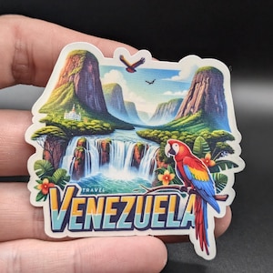 Pegatina de viaje a Venezuela // Pegatina para maleta de Sudamérica, diario de viaje, equipaje, pegatina troquelada resistente a la intemperie