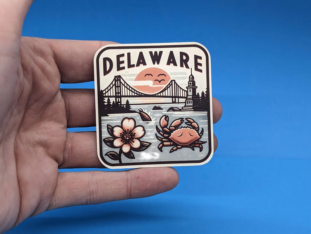 Delaware Travel Sticker // Delaware Decal for Suitcase, Laptop, Car or ...