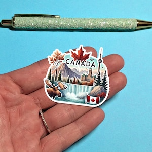 Adesivo de viagem para o Canadá - Adesivo de mala em aquarela para bagagem, laptops - Presente de viagem