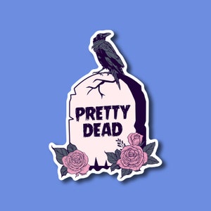 Sticker Pretty Dead: gotische macabere kunst voor spookachtig decor