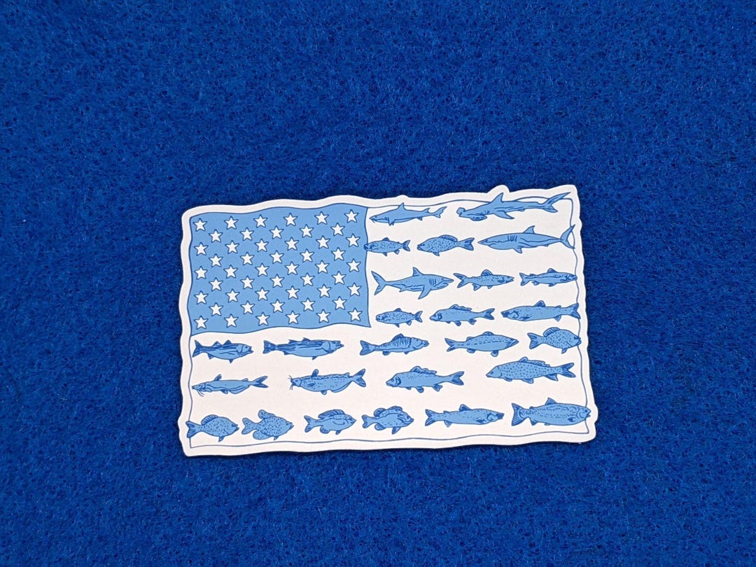 American Flag Fishin' Sticker - Etsy