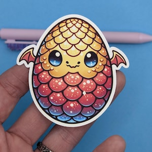Adorable calcomanía de huevo de dragón: calcomanía de vinilo de juego de rol de fantasía de Dungeons and Dragons para fanáticos de DnD, Dungeon Masters, computadoras portátiles, diarios y más.