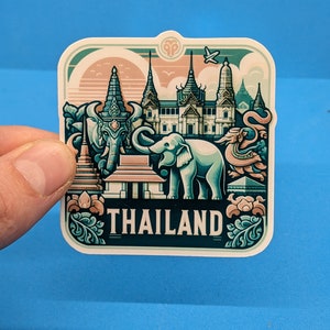 Thailand Reiseaufkleber // Abziehbild für Koffer, Laptop, Auto oder Wasserflasche, Gepäckanhänger, Reisegeschenk