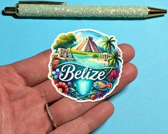 Navy Peony Belize Reise-Sticker-Set – 28 Stück, Aquarell-Design, Wasserfest, Für Journale & Scrapbooks