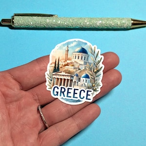Adesivo de viagem da Grécia - Adesivo de mala aquarela para bagagem, laptops - Presente de viagem