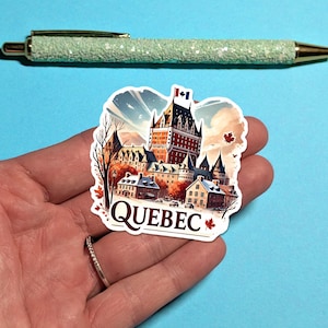 Adesivo de viagem Quebec - Adesivo de mala aquarela para bagagem, laptops - Presente de viagem