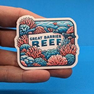 Pegatina de viaje de la Gran Barrera de Coral // Calcomanía de arrecife de coral para maleta, computadora portátil, automóvil o botella de agua, etiqueta de equipaje, regalo de viaje