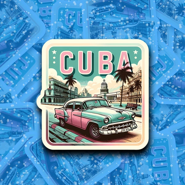 Cuba Travel Sticker // Cuban Decal for suitcase, laptop, car or water bottle, luggage tag, travel gift